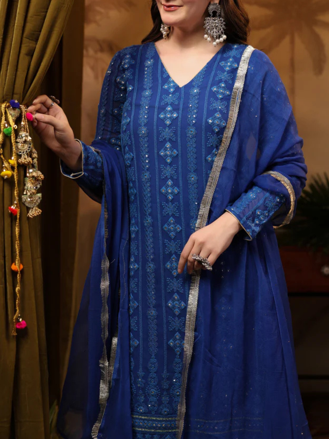 Zayla Royal Blue Chikankari Suit Set - Elegance Redefined