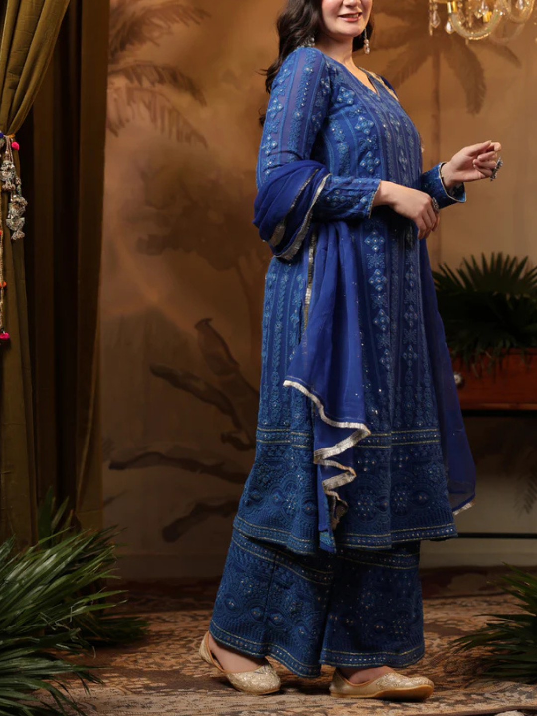 Zayla Royal Blue Chikankari Suit Set - Elegance Redefined