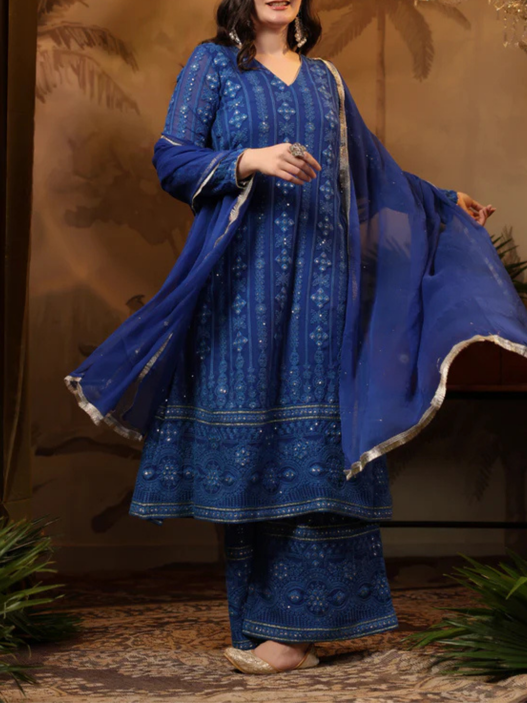 Zayla Royal Blue Chikankari Suit Set - Elegance Redefined