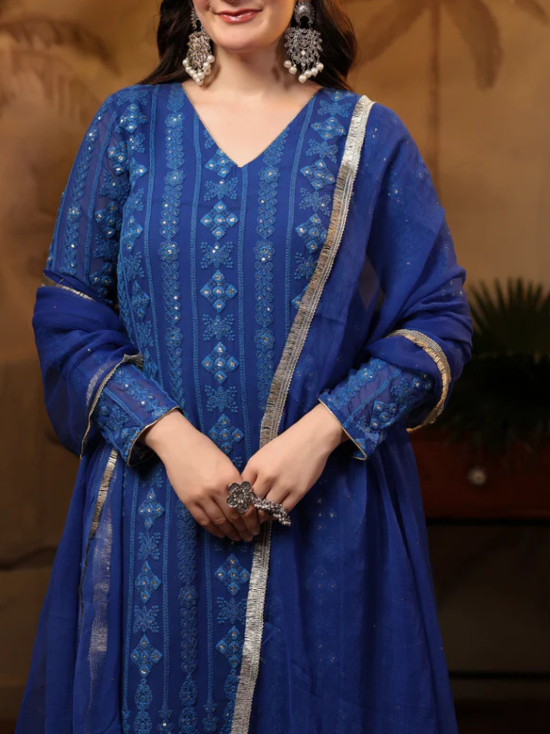 Zayla Royal Blue Chikankari Suit Set - Elegance Redefined