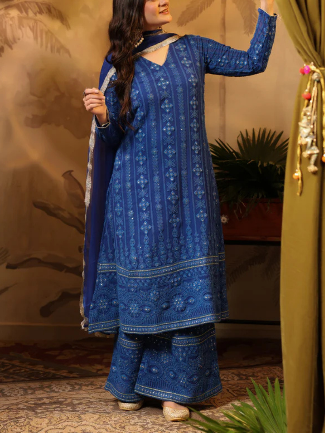 Zayla Royal Blue Chikankari Suit Set - Elegance Redefined