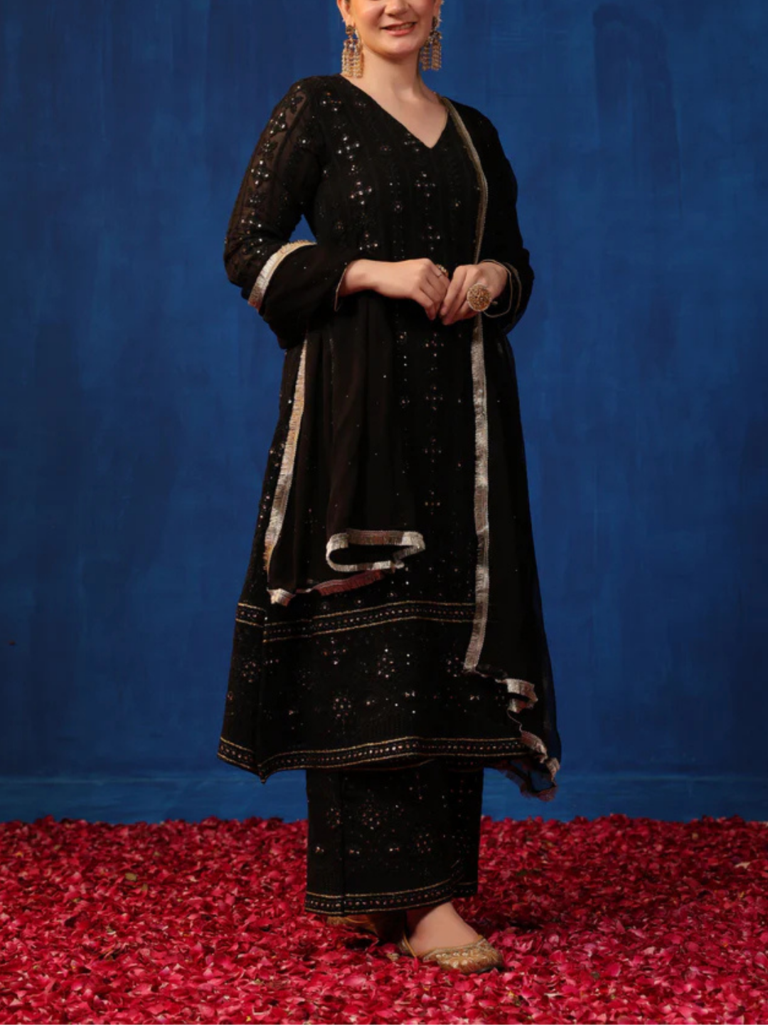 Zayla Black Chikankari Suit Set - Elegance Redefined