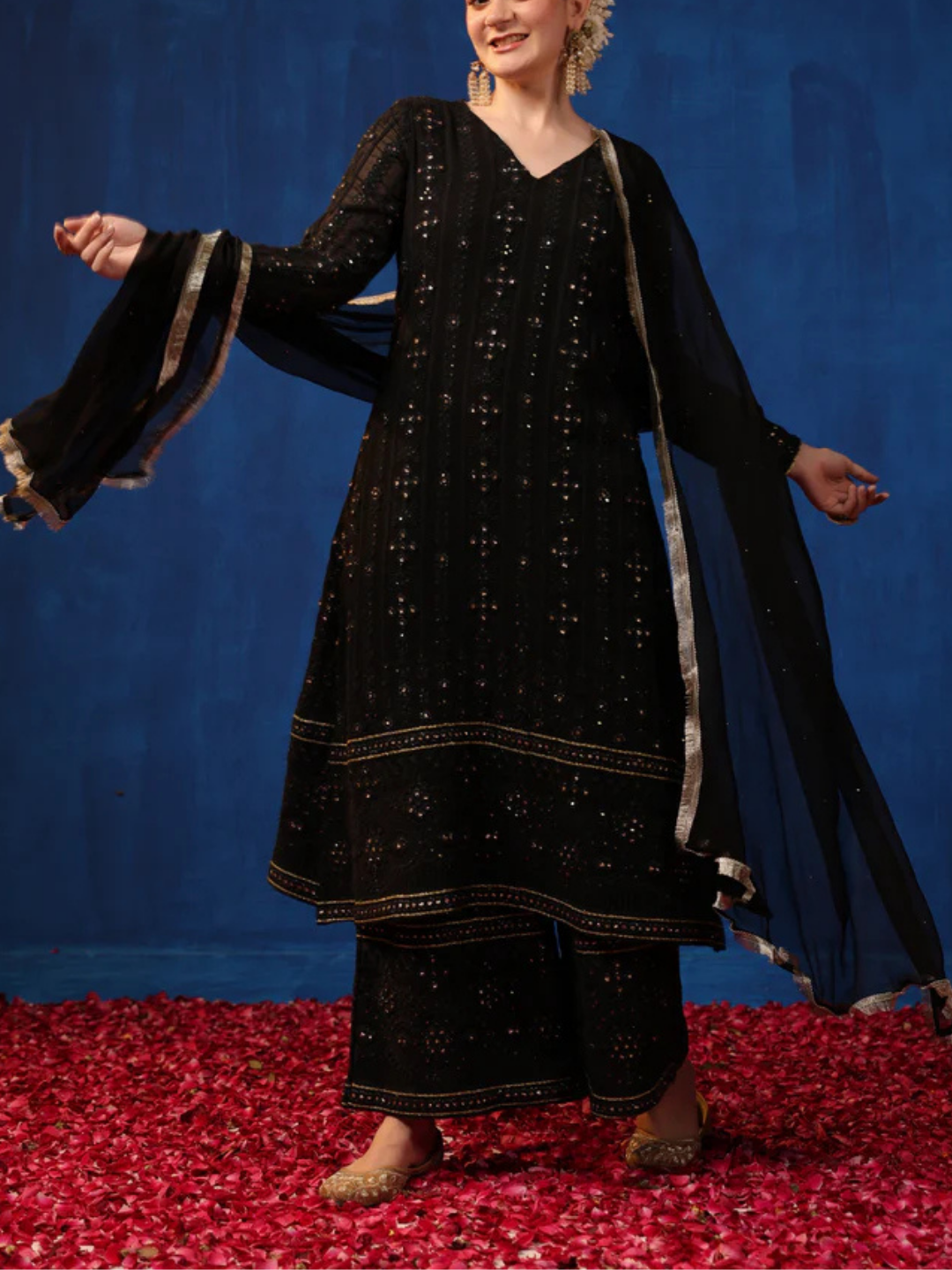 Zayla Black Chikankari Suit Set - Elegance Redefined