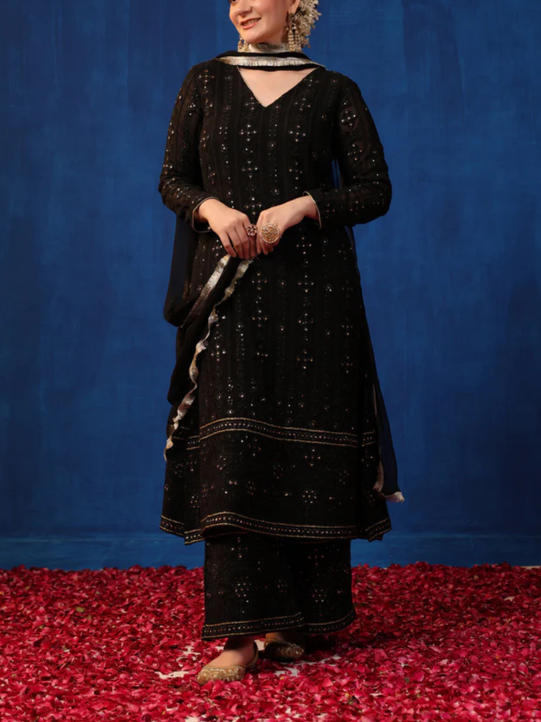 Zayla Black Chikankari Suit Set - Elegance Redefined