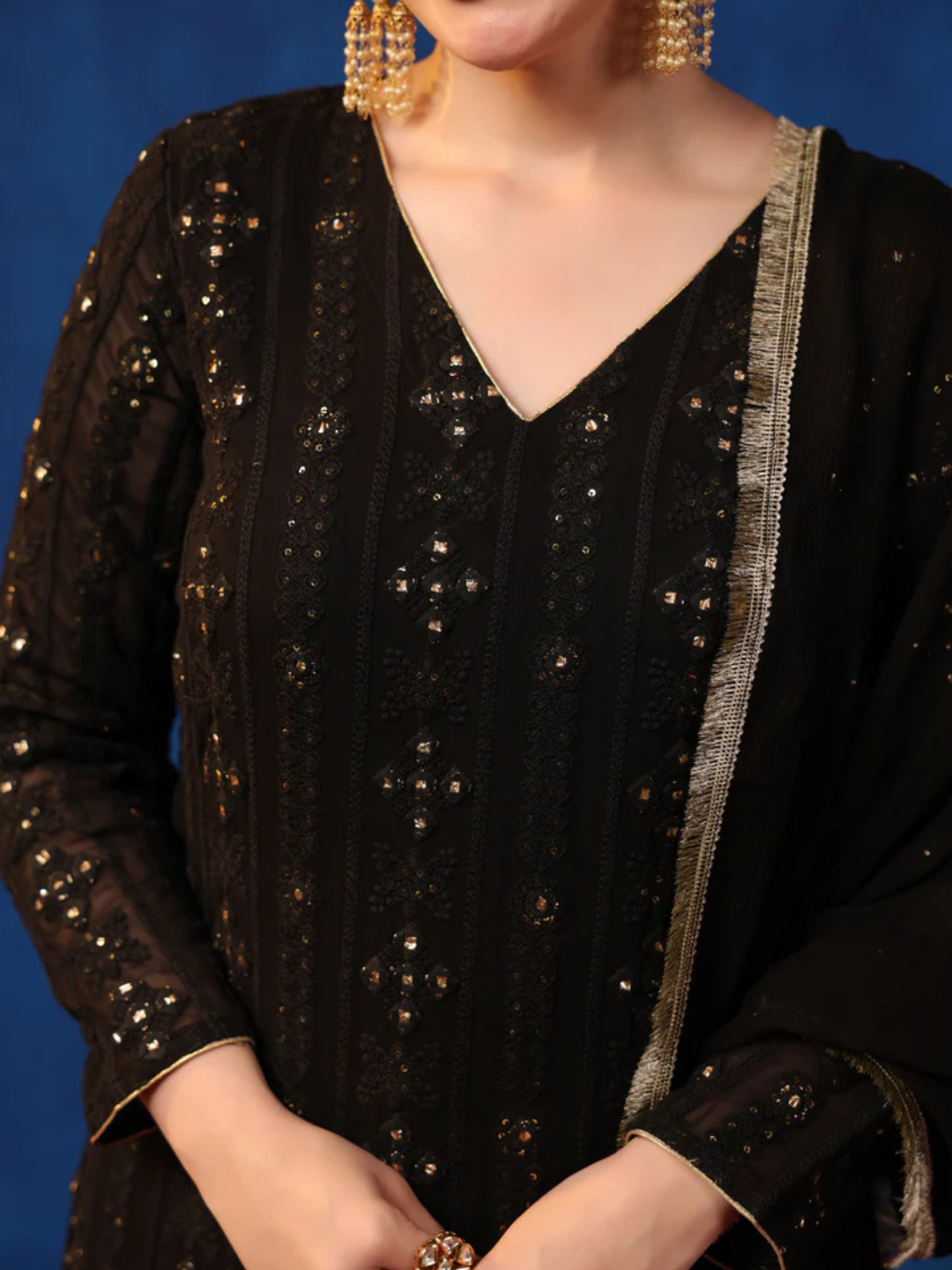 Zayla Black Chikankari Suit Set - Elegance Redefined