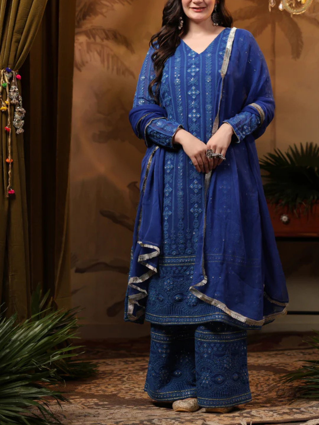 Zayla Royal Blue Chikankari Suit Set - Elegance Redefined