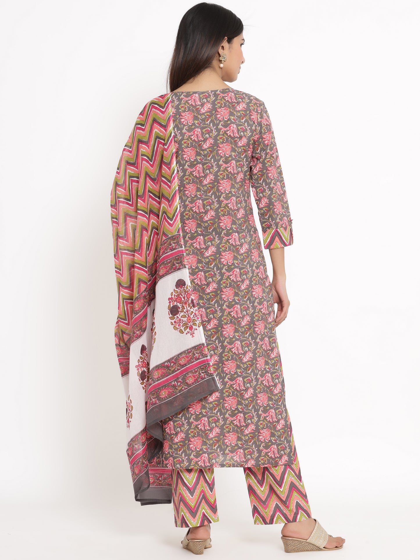 Zayla Floral Print Kurta, Trouser/Pant & Dupatta Set - A Perfect Blend of Tradition and Trend