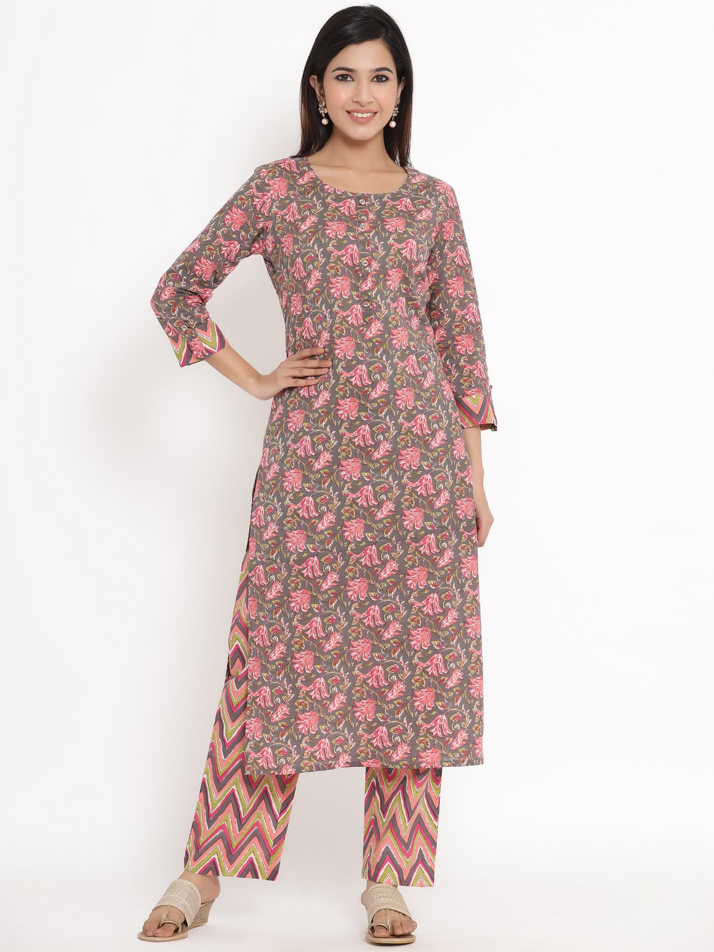 Zayla Floral Print Kurta, Trouser/Pant & Dupatta Set - A Perfect Blend of Tradition and Trend