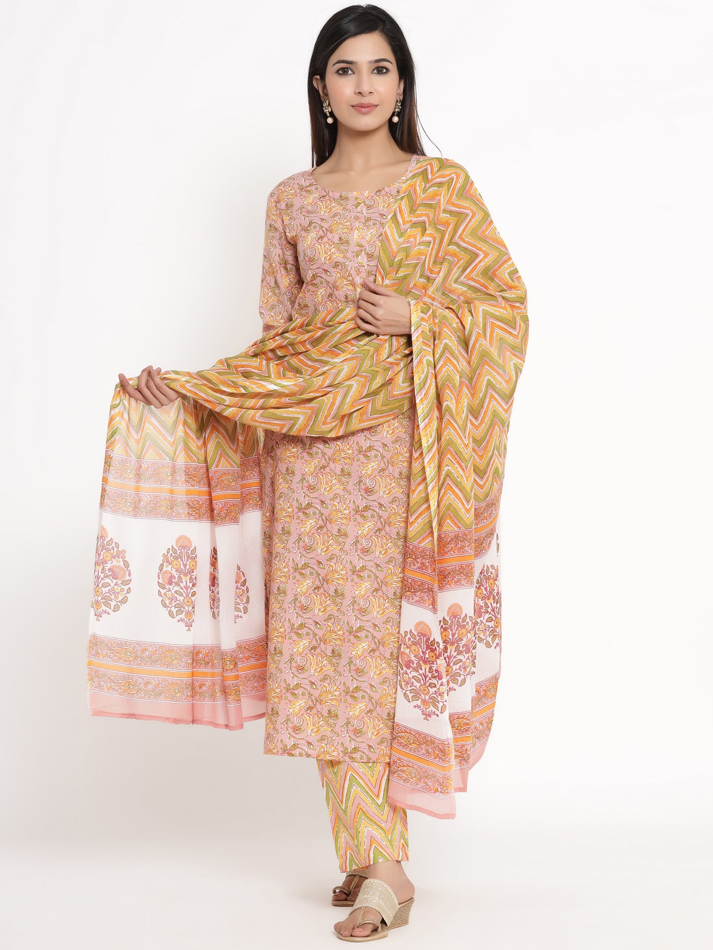 Zayla Floral Print Kurta, Trouser/Pant & Dupatta Set - A Perfect Blend of Tradition and Trend