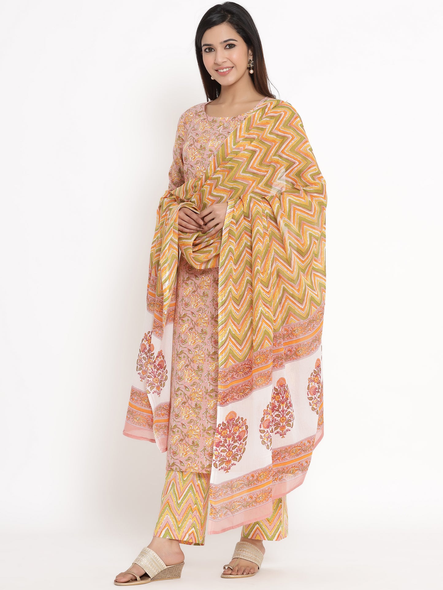 Zayla Floral Print Kurta, Trouser/Pant & Dupatta Set - A Perfect Blend of Tradition and Trend