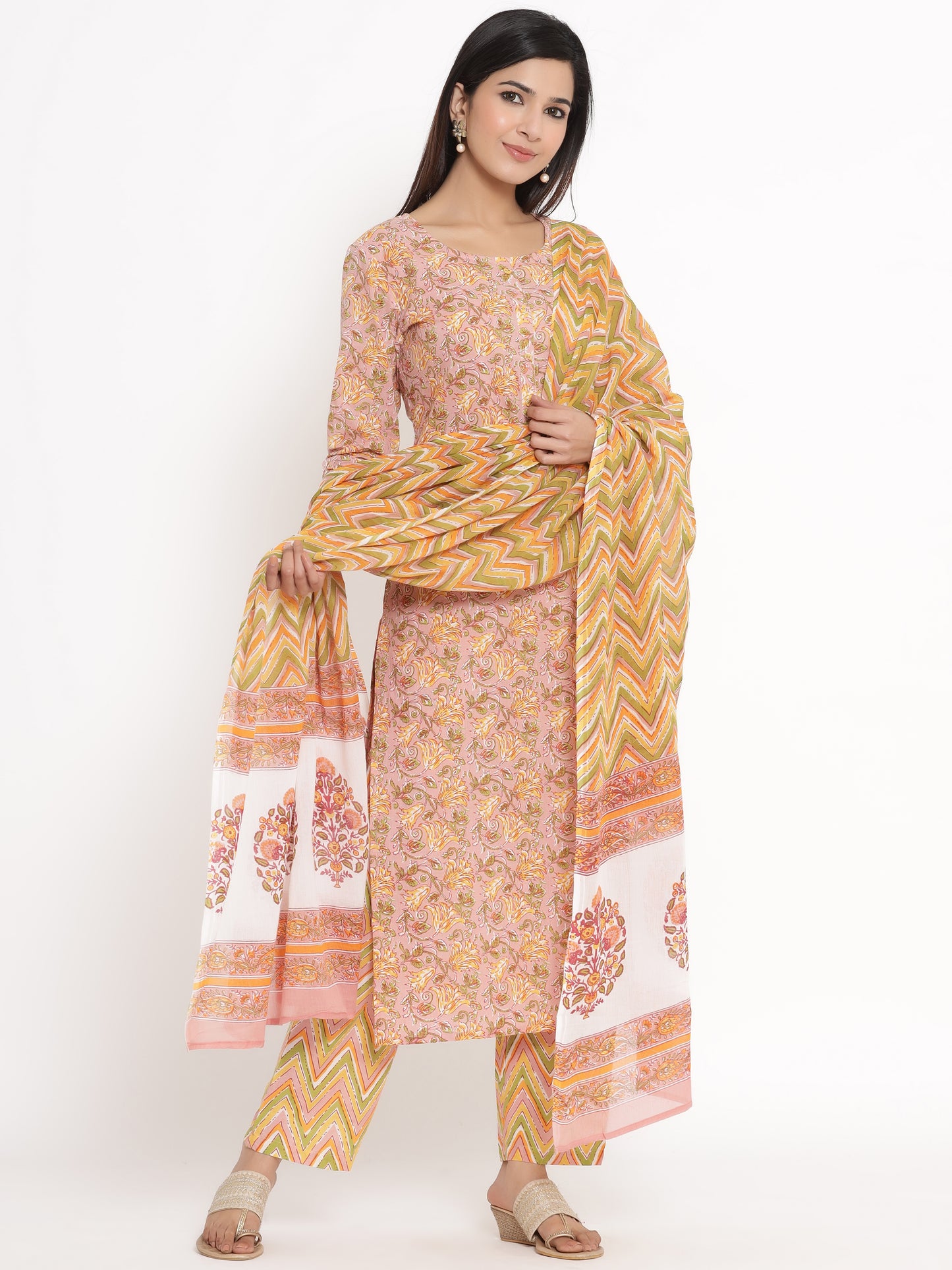 Zayla Floral Print Kurta, Trouser/Pant & Dupatta Set - A Perfect Blend of Tradition and Trend