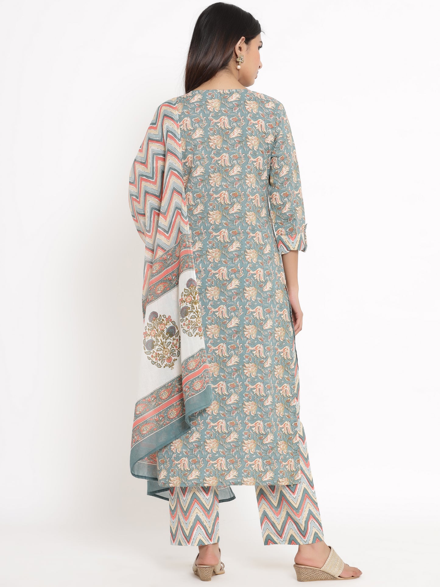 Zayla Floral Print Kurta, Trouser/Pant & Dupatta Set - A Perfect Blend of Tradition and Trend