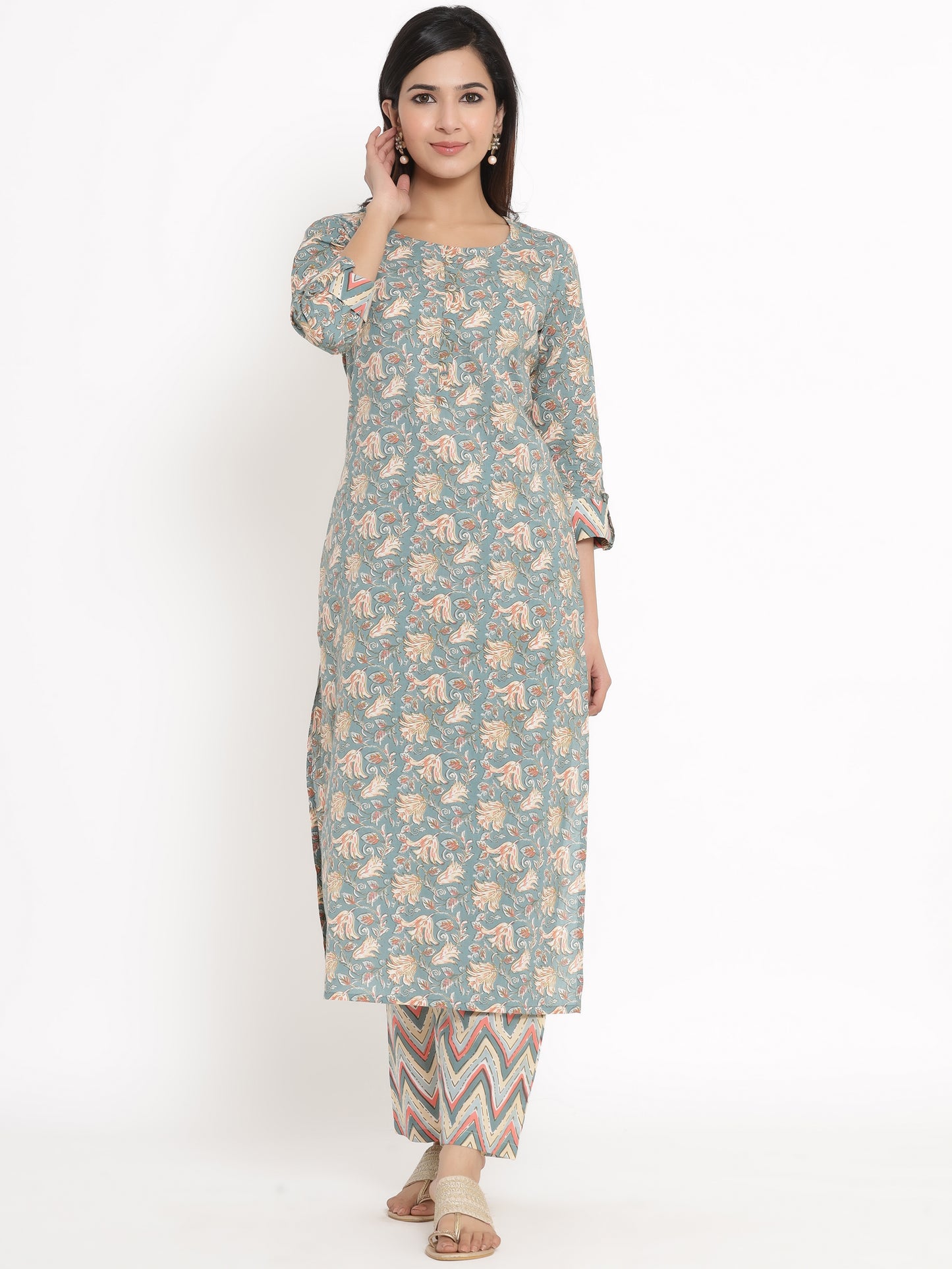 Zayla Floral Print Kurta, Trouser/Pant & Dupatta Set - A Perfect Blend of Tradition and Trend