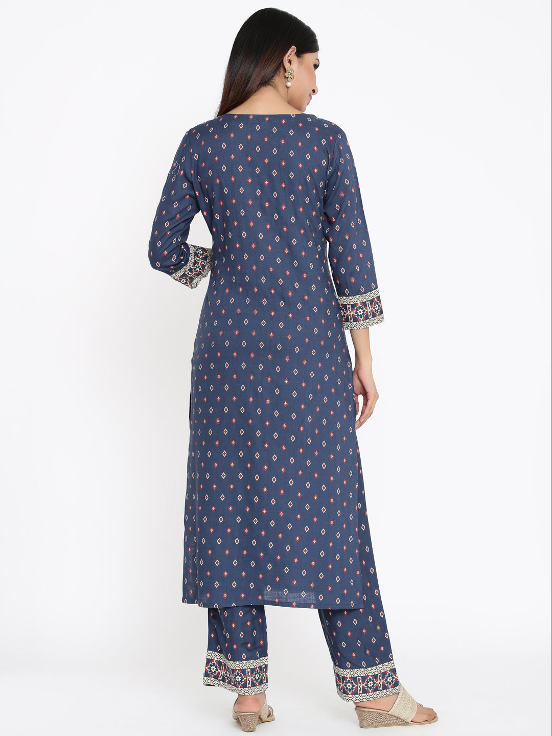 Zayla Blue Rayon Straight Kurta with Palazzo Set - Comfort Meets Style