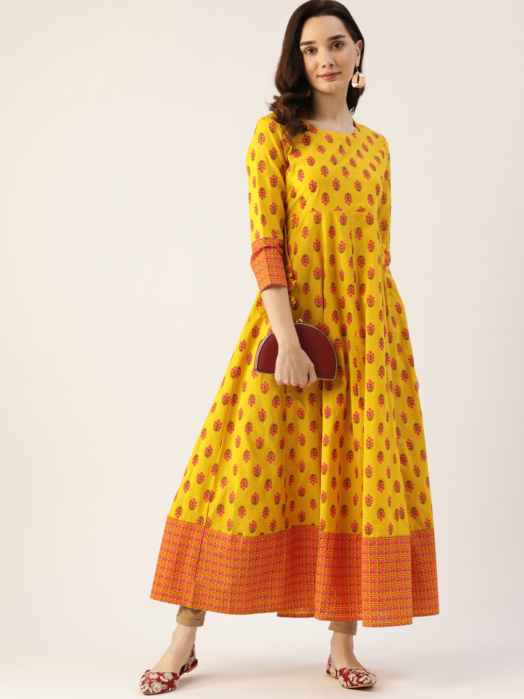 Zayla Women's Mustard Yellow Printed Rayon Kurta with Palazzo and Chiffon Dupatta - A Perfect Fusion of Comfort and Style