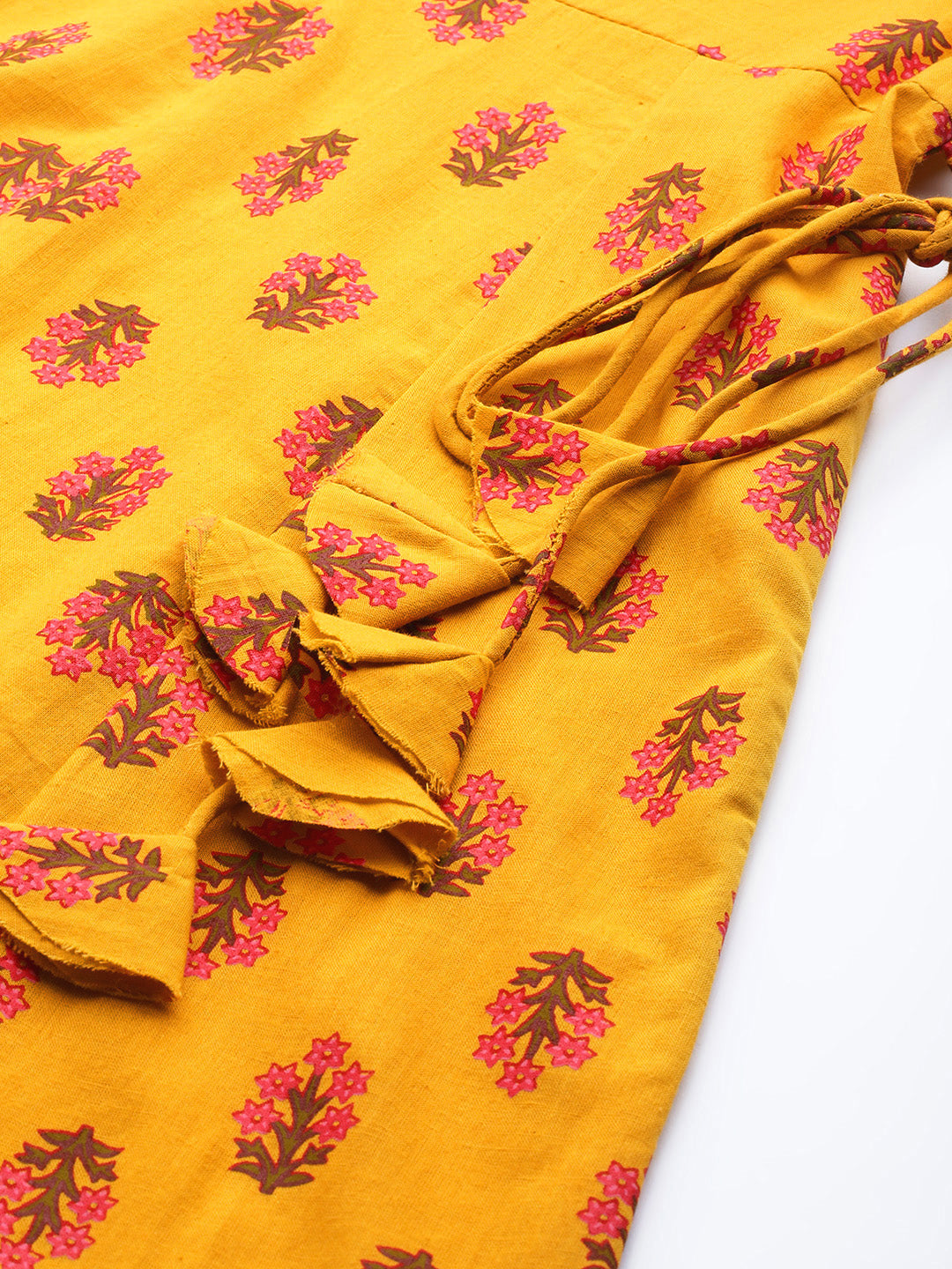 Zayla Women's Mustard Yellow Printed Rayon Kurta with Palazzo and Chiffon Dupatta - A Perfect Fusion of Comfort and Style