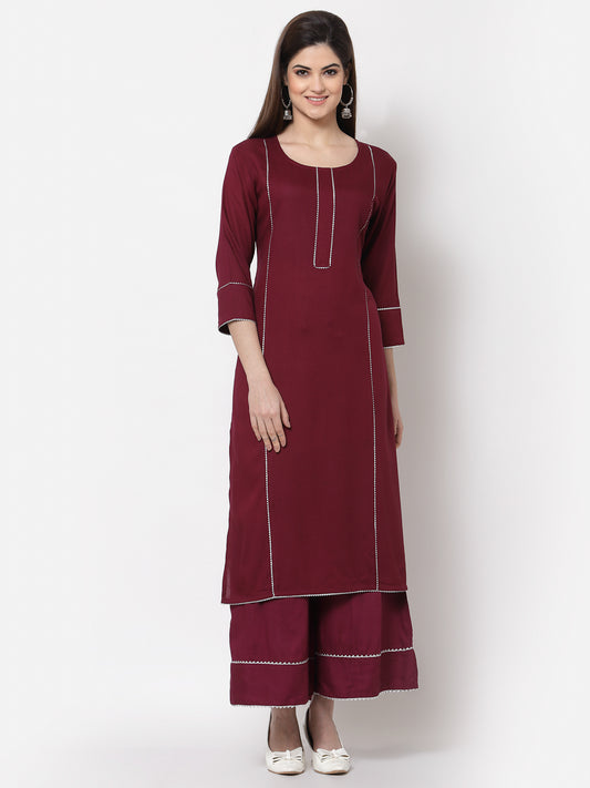 Zayla Women's Viscose Rayon Kurta Palazzo Set - Comfort and Style Redefined