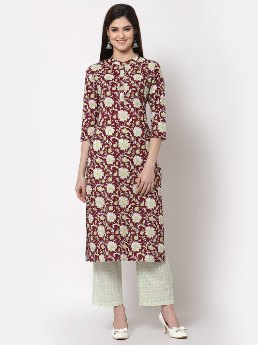 Zayla Floral Print Straight Kurta Suit Set - Comfort and Style Redefined