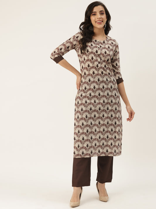 Zayla Women Cotton Blend Kurta Palazzo Set