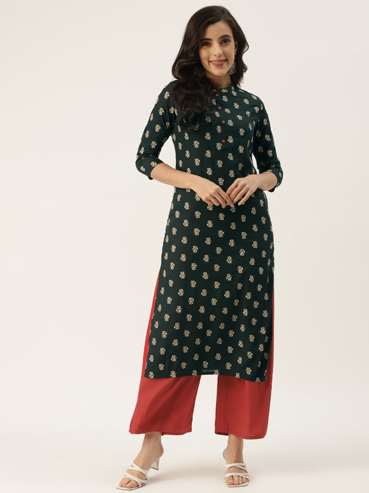 Zayla Floral Print Straight Kurta - Timeless Elegance, Modern Comfort