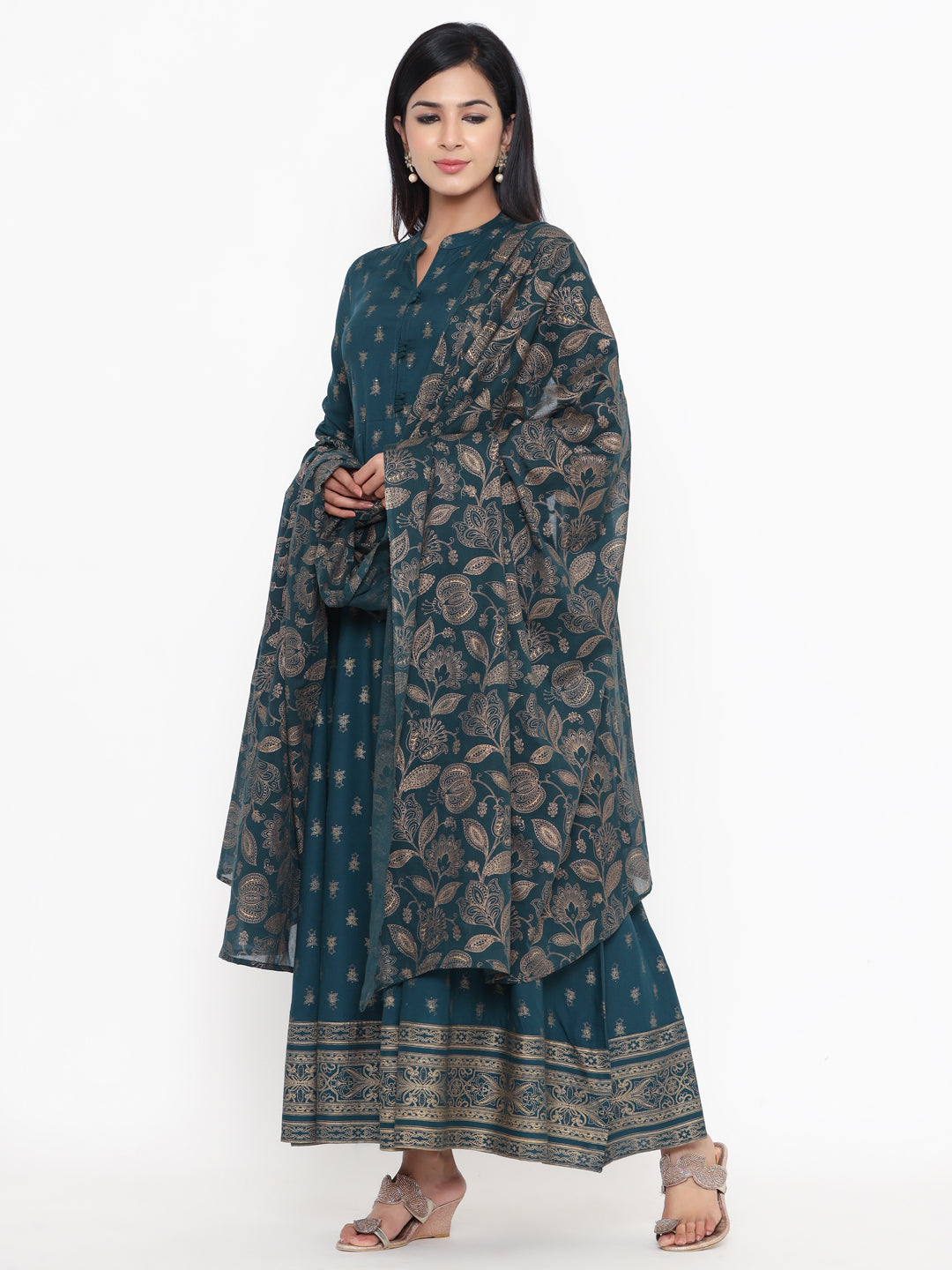 Zayla Women's Embroidered Rayon Kurta Palazzo Set with Chiffon Dupatta - A Perfect Fusion of Style and Comfort